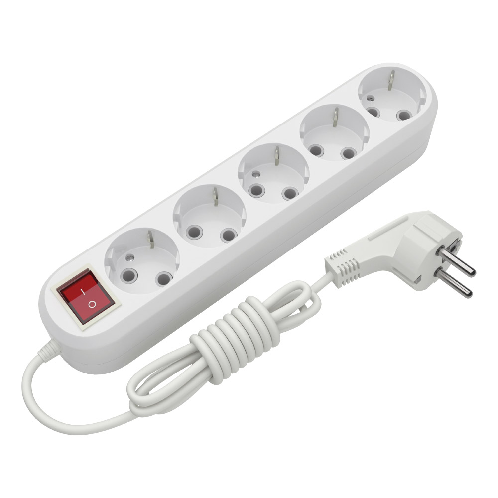 Подовжувач блоковий ELECTRUM 5 розеток 5м із заземленням та вимикачем (C-ES-1815)